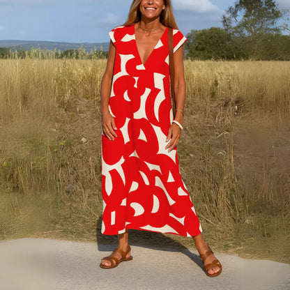 Olivia - Vestido Cómodo y Elegante con Estampado Abstracto