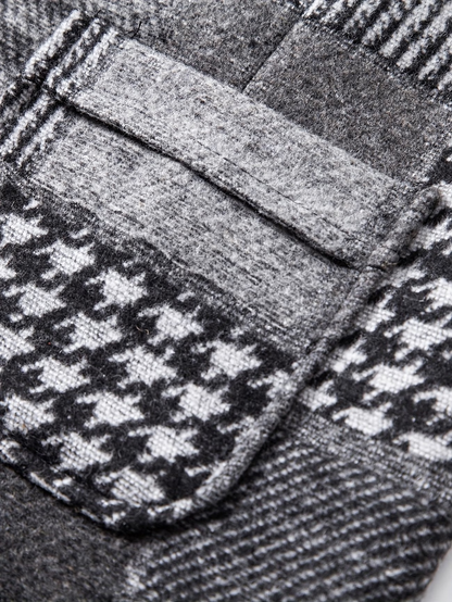 Leo | Chaleco de tweed patchwork con patrón de espiga