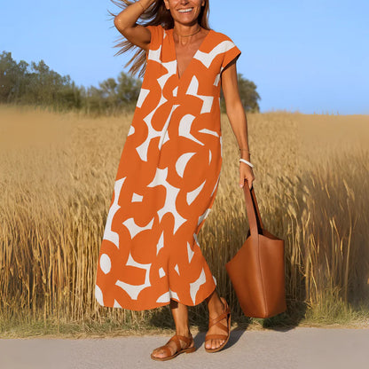 Olivia - Vestido Cómodo y Elegante con Estampado Abstracto