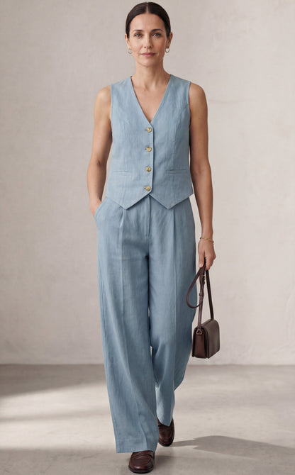 Aira – Conjunto elegante de dos piezas con chaleco y pantalón de pierna ancha