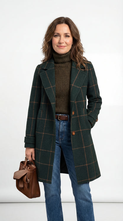 Valeria | Elegante abrigo de lana a cuadros