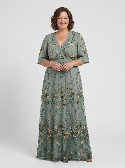 Élodie – Vestido largo floral con escote en V