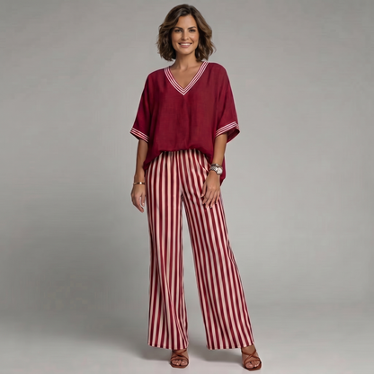 Amaya | Conjunto de lino a rayas, fresco y elegante