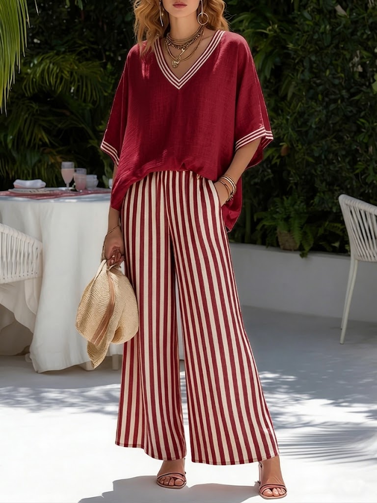 Amaya | Conjunto de lino a rayas, fresco y elegante